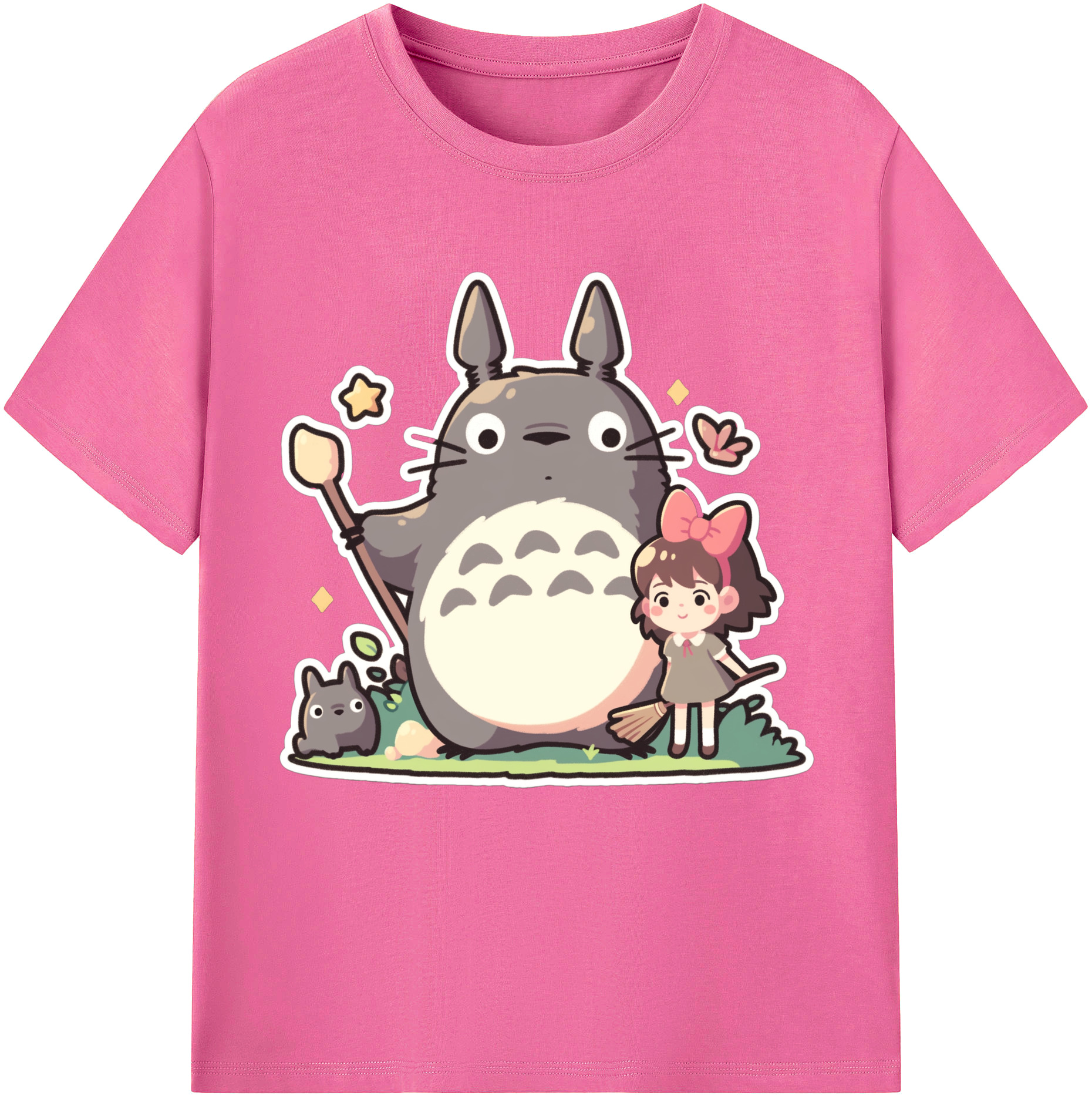 （画像用） となりのトトロ 草壁メイ 草壁サツキ My Neighbor Totoro Satsuki Kusakabe Mei Kusakabe レディースカジュアルプリントTシャツ（綿100％）